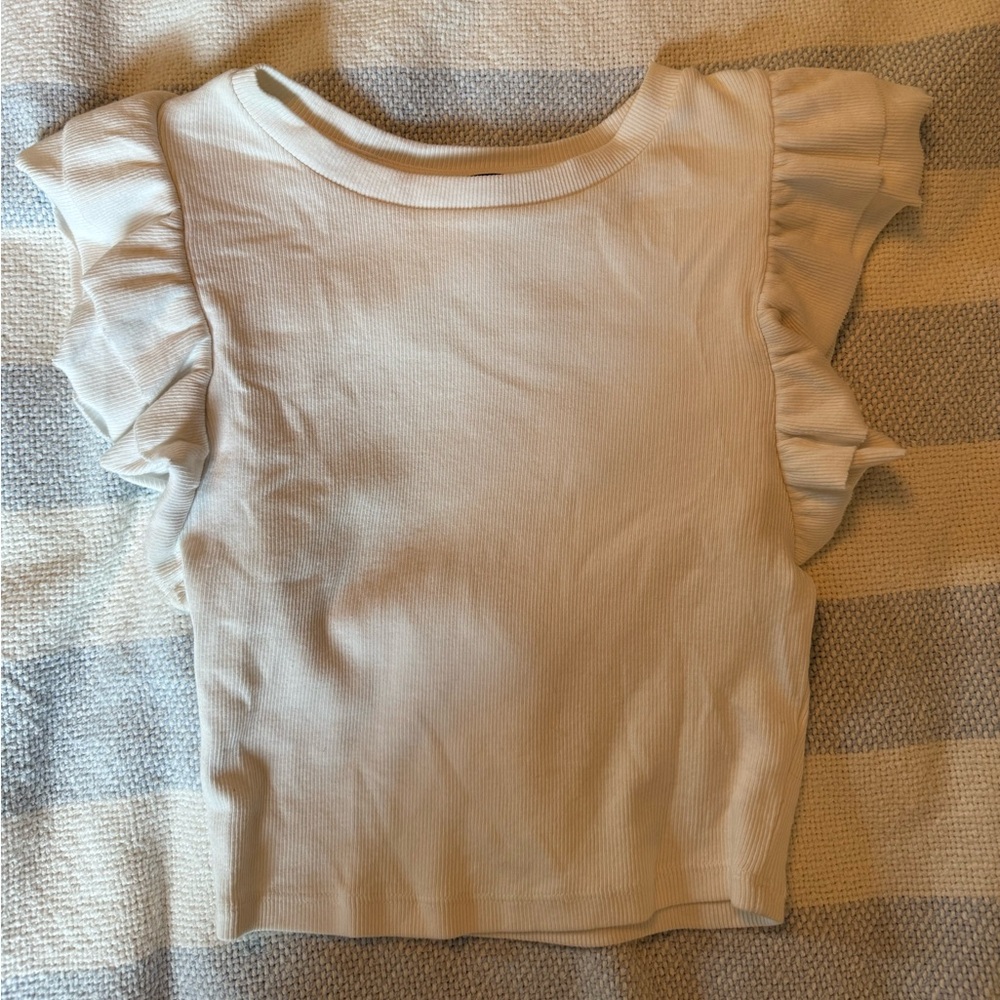 White Zara ruffle top